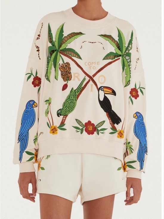 FARM Rio Tops - FARM Rio Coconut Trees Come to Rio Sweatshirt.